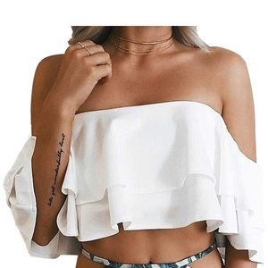 Tempt Me off shoulder ruffled bikini top